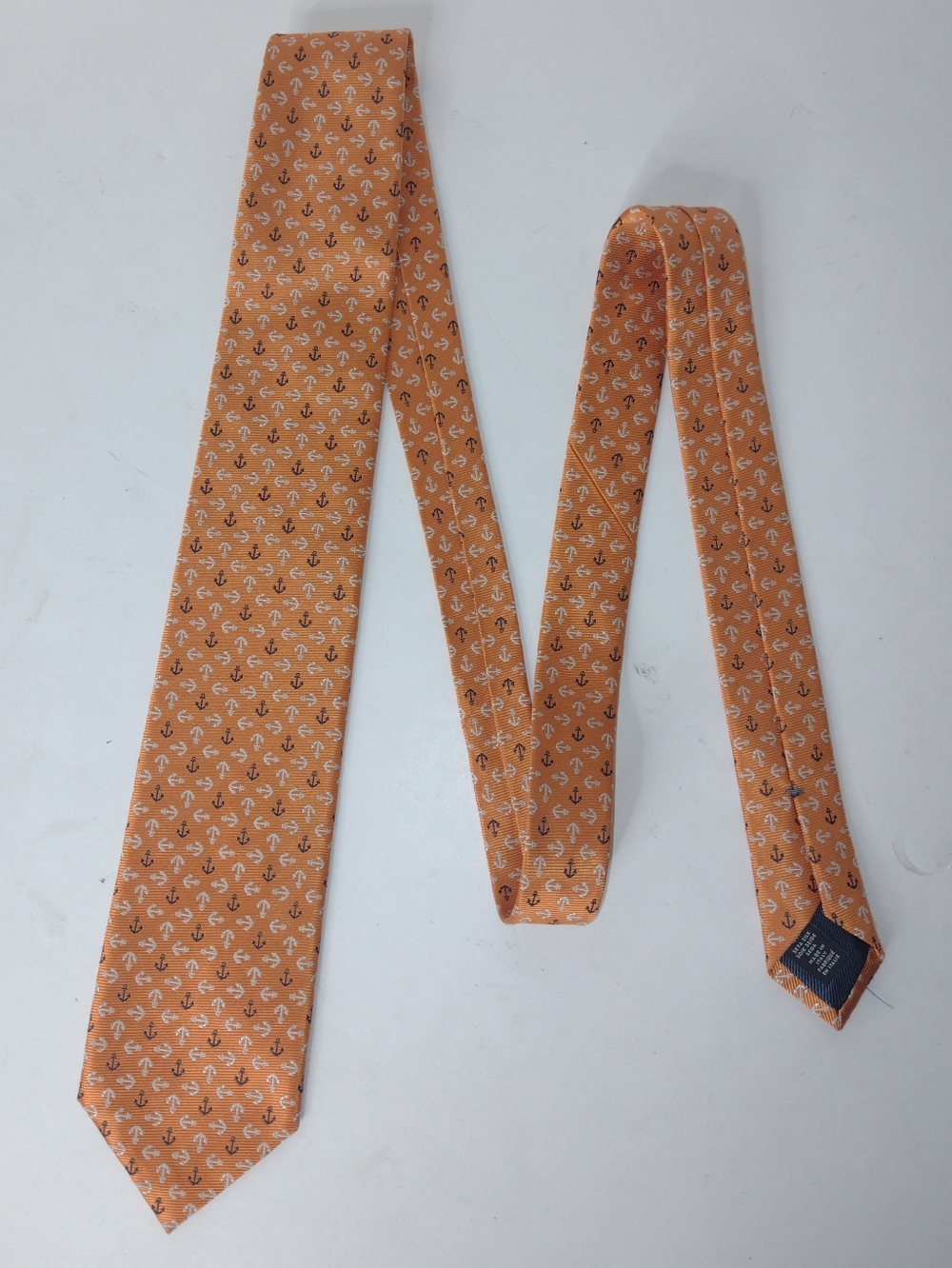 Ermenegildo Zegna Italian Necktie Tie Coral Boat Anchor Nautical 60" Big & Tall